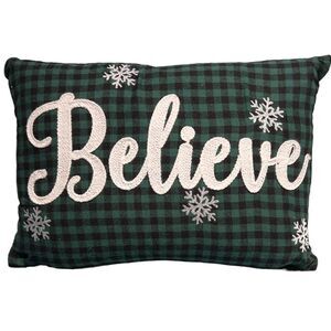 Buffalo Plaid Christmas Holiday Believe Lumbar Pillows